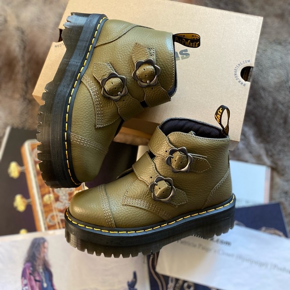 Dr. Martens Devon Flower Buckle Leather Platform Boots - Picture 12 of 16